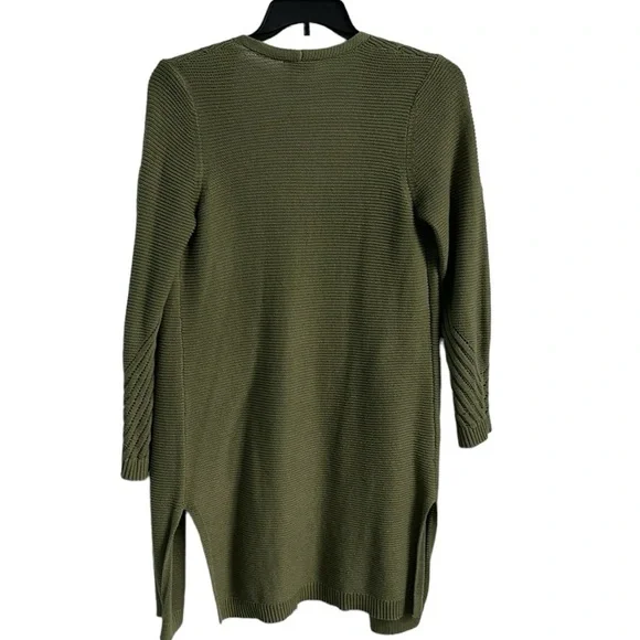 Loft Outlet Open Front Longline Olive Green Knit Duster Cardigan Size Medium - Picture 10 of 11